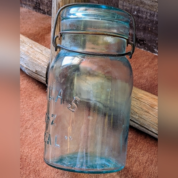 Vintage Aqua Blue Atlas Seal With Wire & Glass Lid Jar - Picture 4 of 6